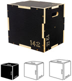 Fitvids 3 In 1 Non-Slip Wooden Plyo Box Plyometric Box Jumping Exercise, 12X14X16 Inches, Black