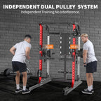GarveeLife Power Cage, 2000 LB Power Rack with Dual Pulley Cable Crossover, Multi-Function Home Gym Squat Rack with Attachments,