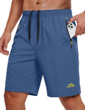 MAGCOMSEN Mens Hiking Shorts Quick Dry 9 Workout Gym Golf Casual Work Fishing Blue Grey Summer Shorts for Men 3 Pockets
