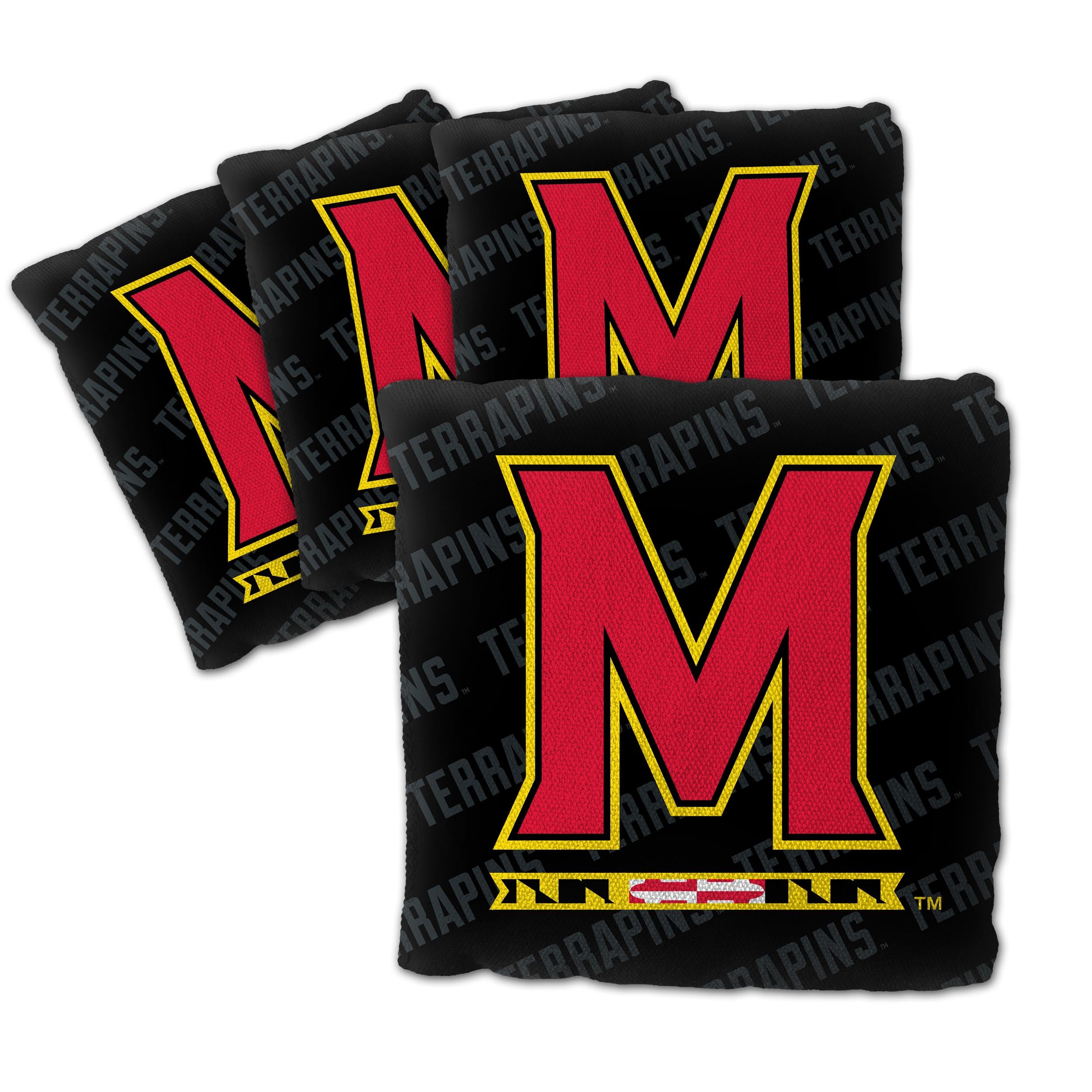 YouTheFan Officially-Licensed NCAA Maryland Terrapins Set of 4 Cornhole Bags - All Weather Regulation 6    x 6    Size - 16oz We