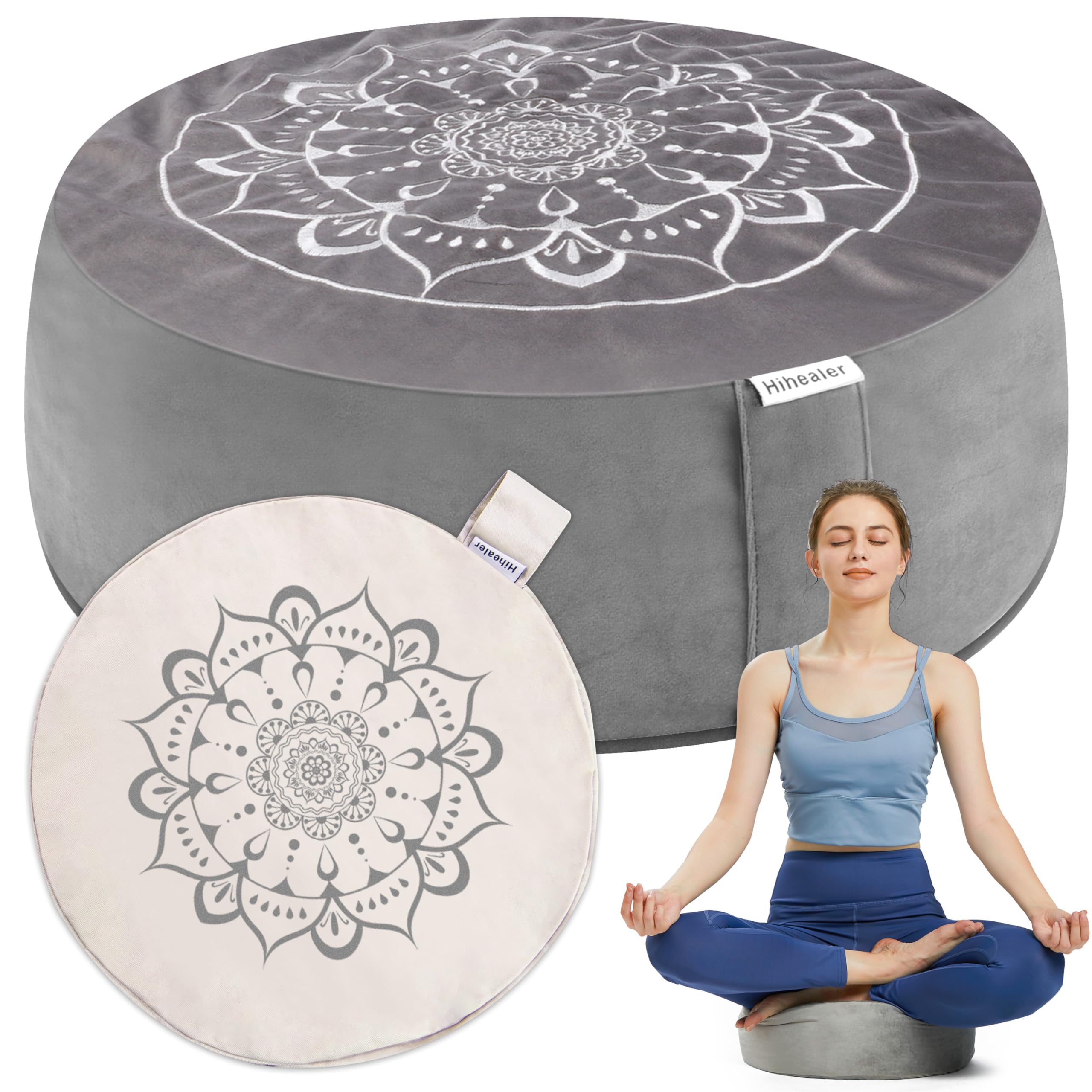 Hihealer Meditation Cushion Floor Pillow - With 2 Sets Of Comfortable Meditation Pillow Large Floor Mat Buckwheat Seat Tibetan Z