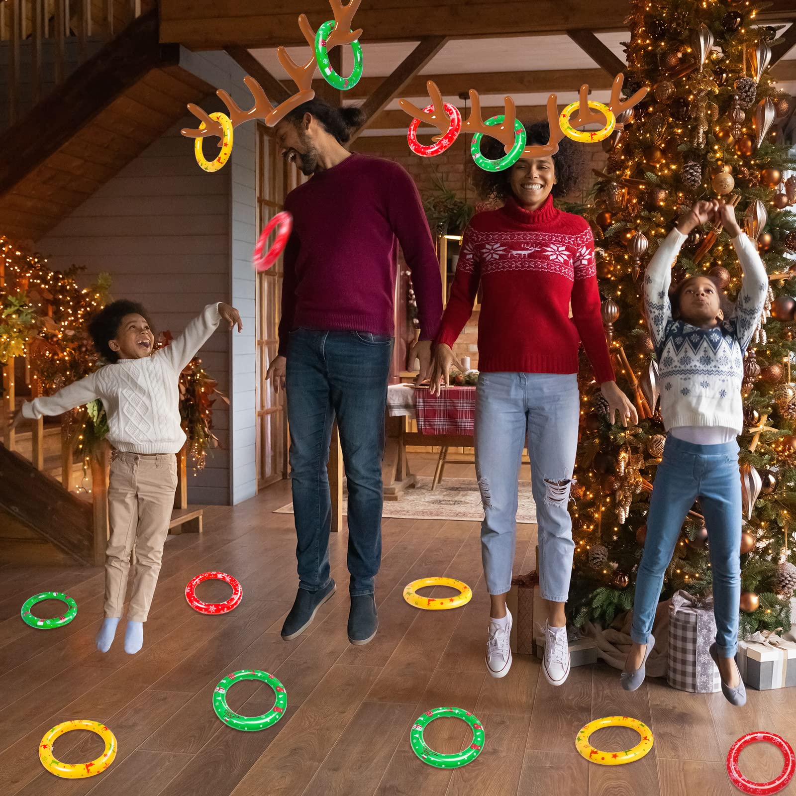 H-Style Christmas Games, 2 Sets Reindeer Antler Ring Toss Game For Christmas Party Games And Holiday Games Family Christmas Infl