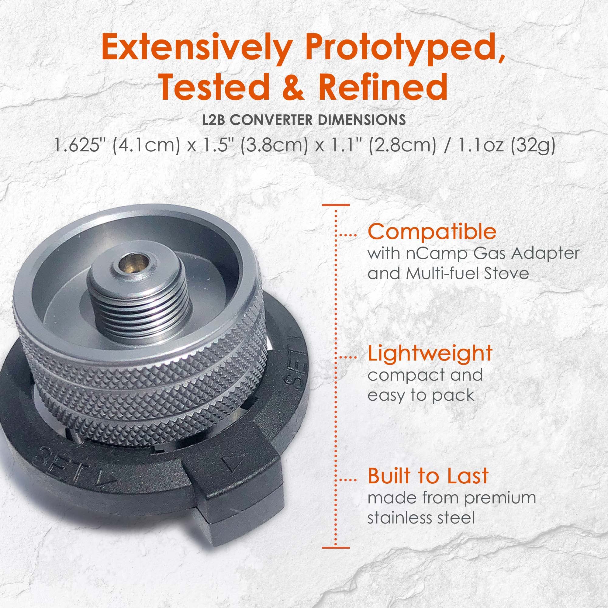 Ncamp - L2B Camping Stove Converter, Camp Stove Adapter Fitting For Isobutane Fuel Canister, Lindal To Butane Fuel Canister Fitt