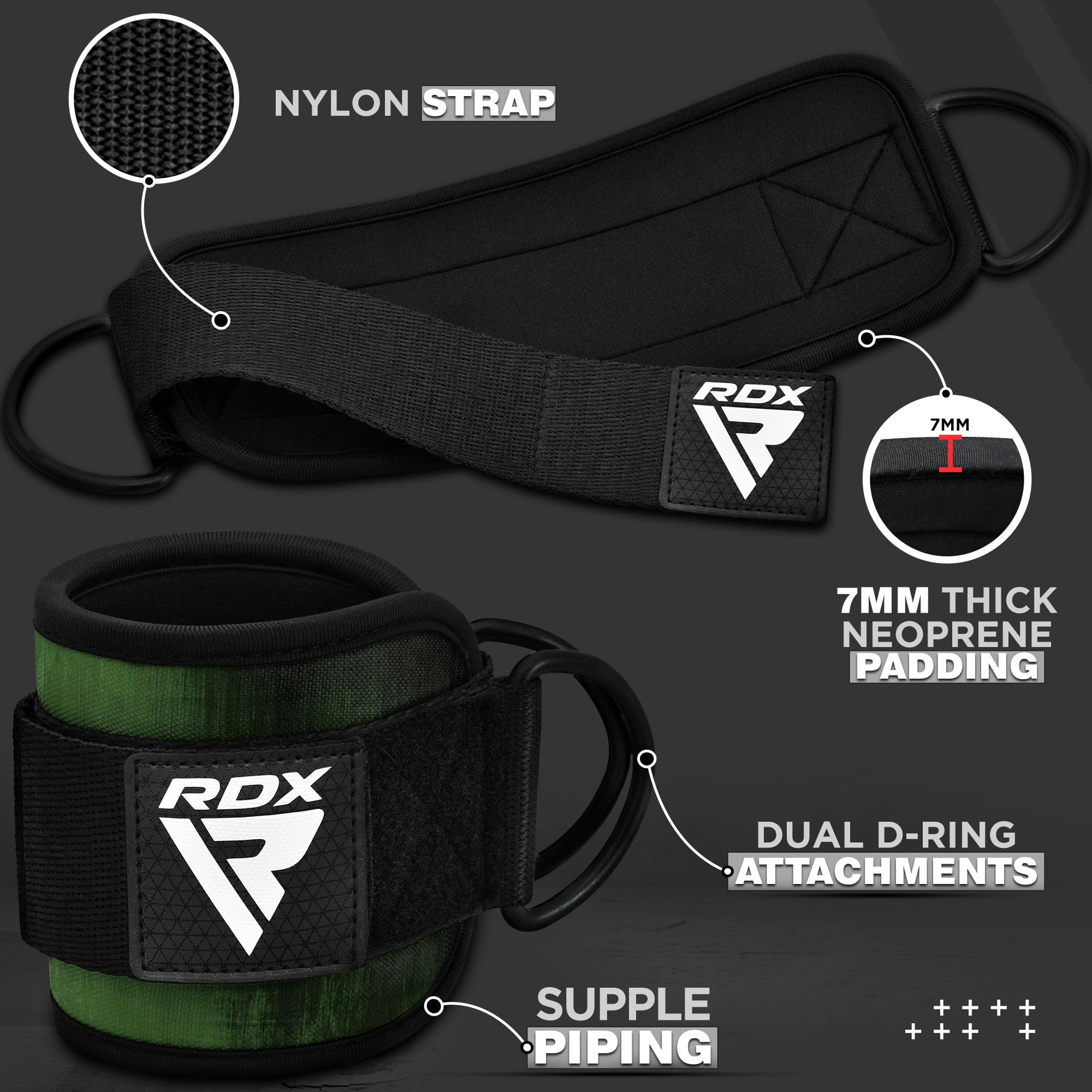 Rdx Ankle Straps For Cable Machines Resistance Bands Attachment, 7Mm Neoprene Padded 10Ax4A, Gym Wrist Cuff Women Men Home Fitne