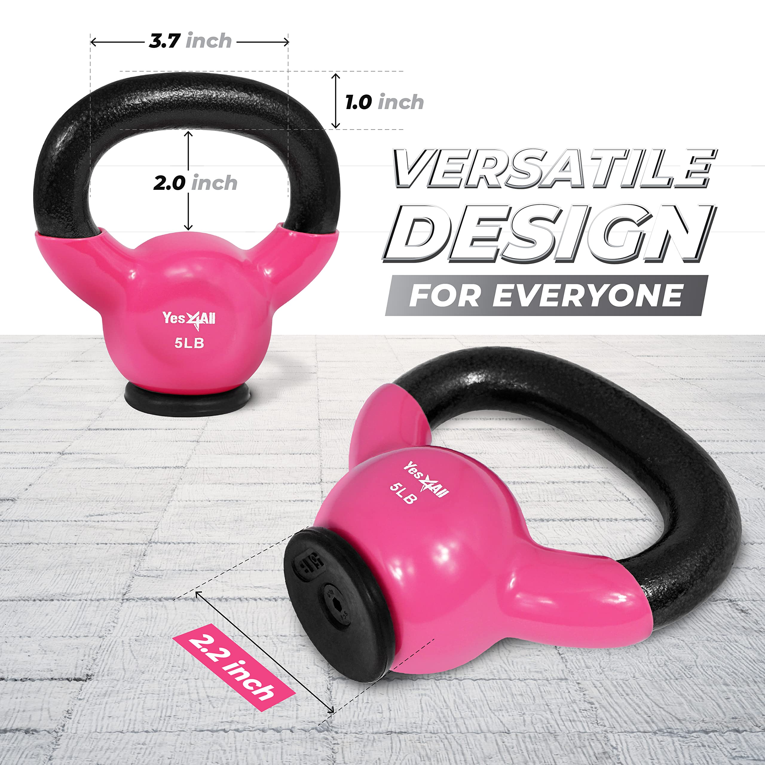 Yes4All Training Kettlebells Weights (5-50Lb)- Home Gym Equipment For Strength Training Exercises With Comfort Vinyl Coated Grip