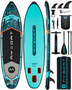 Myboat 11'6  34  6 Extra Wide Inflatable Paddle Board, Stand Up Paddle Board For Fishing, Sup Board With 3 Removable Fins, Dual