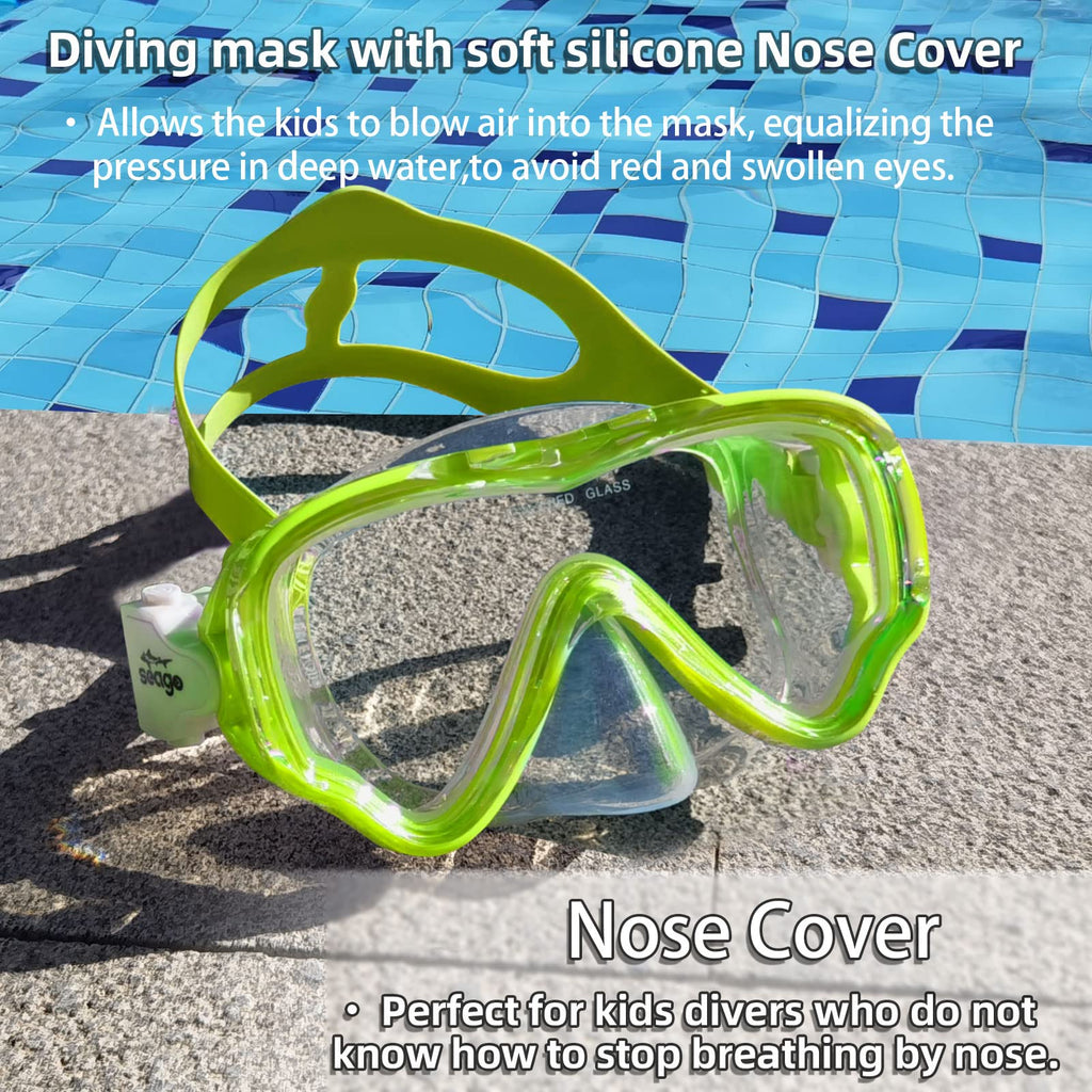 Kids Swim Goggles Snorkel Mask Diving Scuba Mask Snorkeling Goggles For Kids Boys Girls Youth, Anti-Fog 180 Clear View Kids Pool