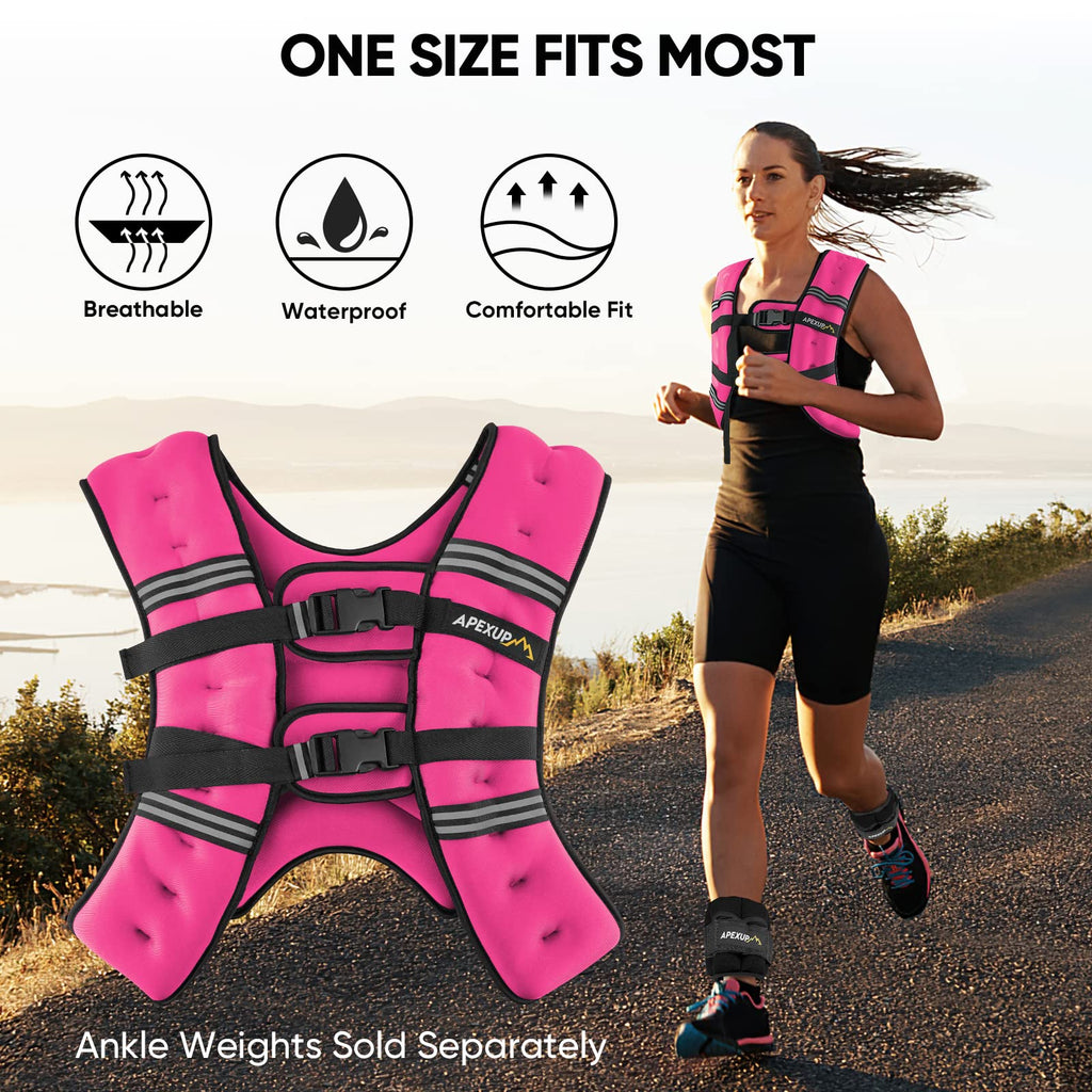 APEXUP 30lbs Weighted Vest Men Women, Weight Vest for Women Workout Equipment for Strength Training Running (Pink)