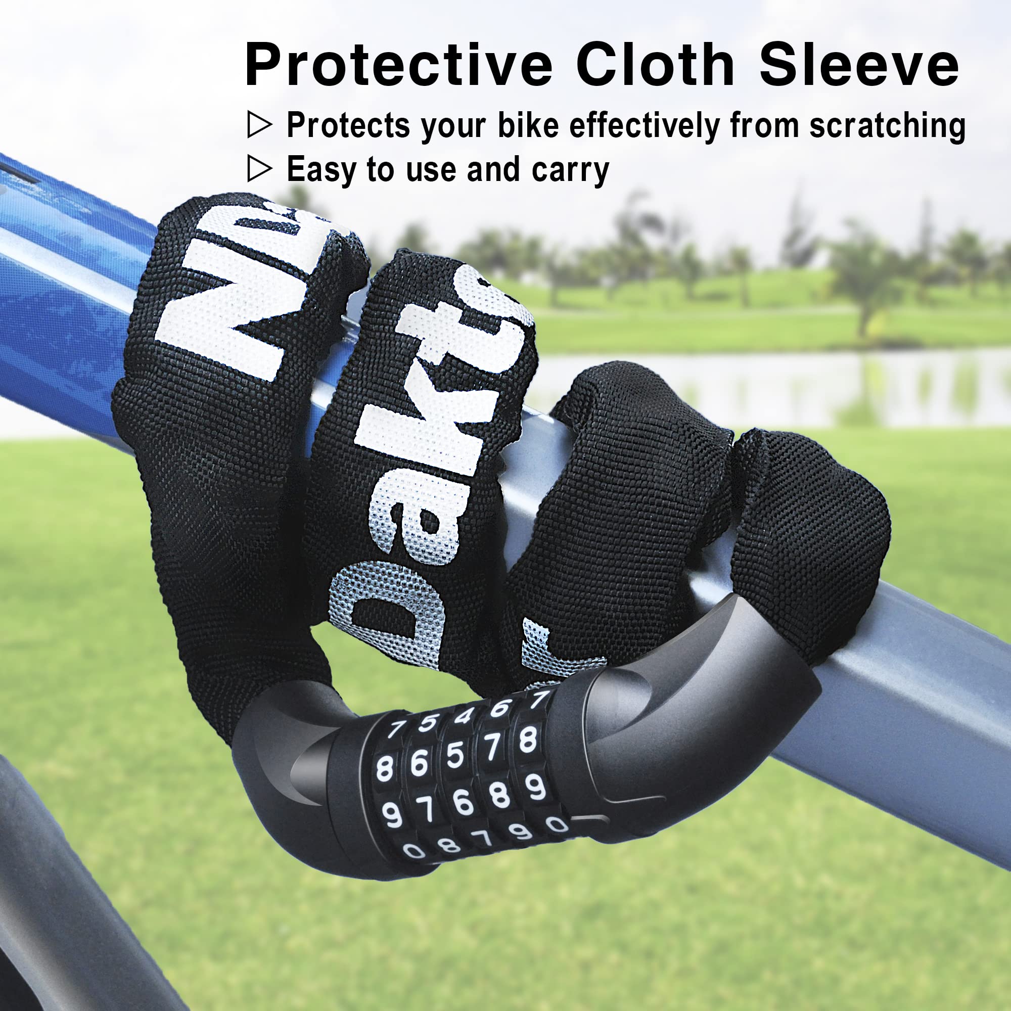 Ndakter Bike Chain Lock, 5 Digit Combination Heavy Duty Anti Theft Bicycle Chain Lock, Security Resettable Bike Locks For Bike,