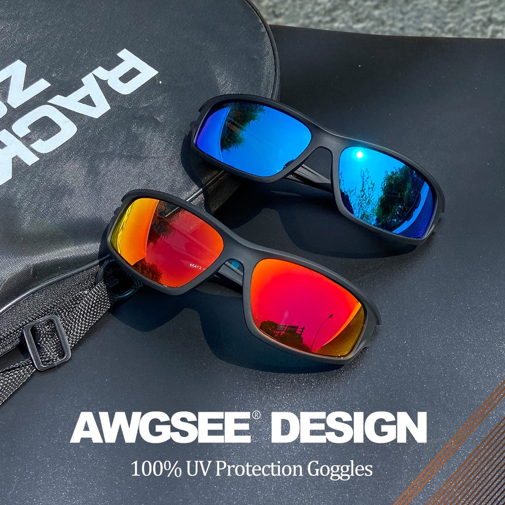 Awgsee Polarized Sports Sunglasses For Men 100% Uv Protection Wrap Around Unbreakable Sun Glasses For Fishing Driving