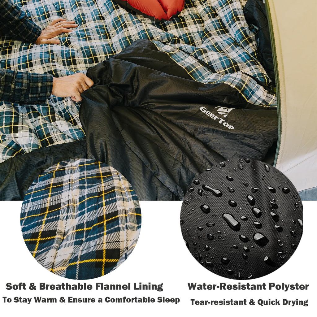 Geertop Portable Sleeping Bag For Camping Lightweight 3 Season Warm & Cold Weather Big & Tall Camp Sleeping Bags For Adults Outd