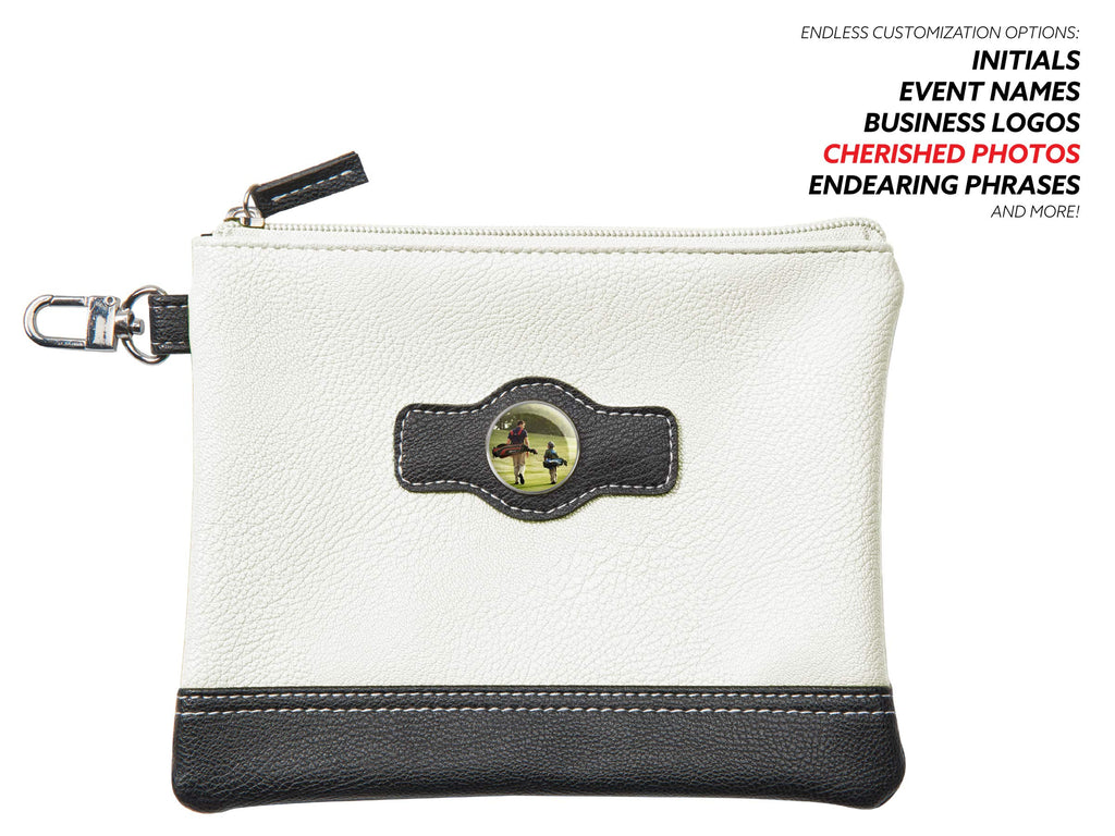 Clip Wipes Golf Pouch Custom Logo  Personalized Logo Zipper Golf Accessories Pouch (White)