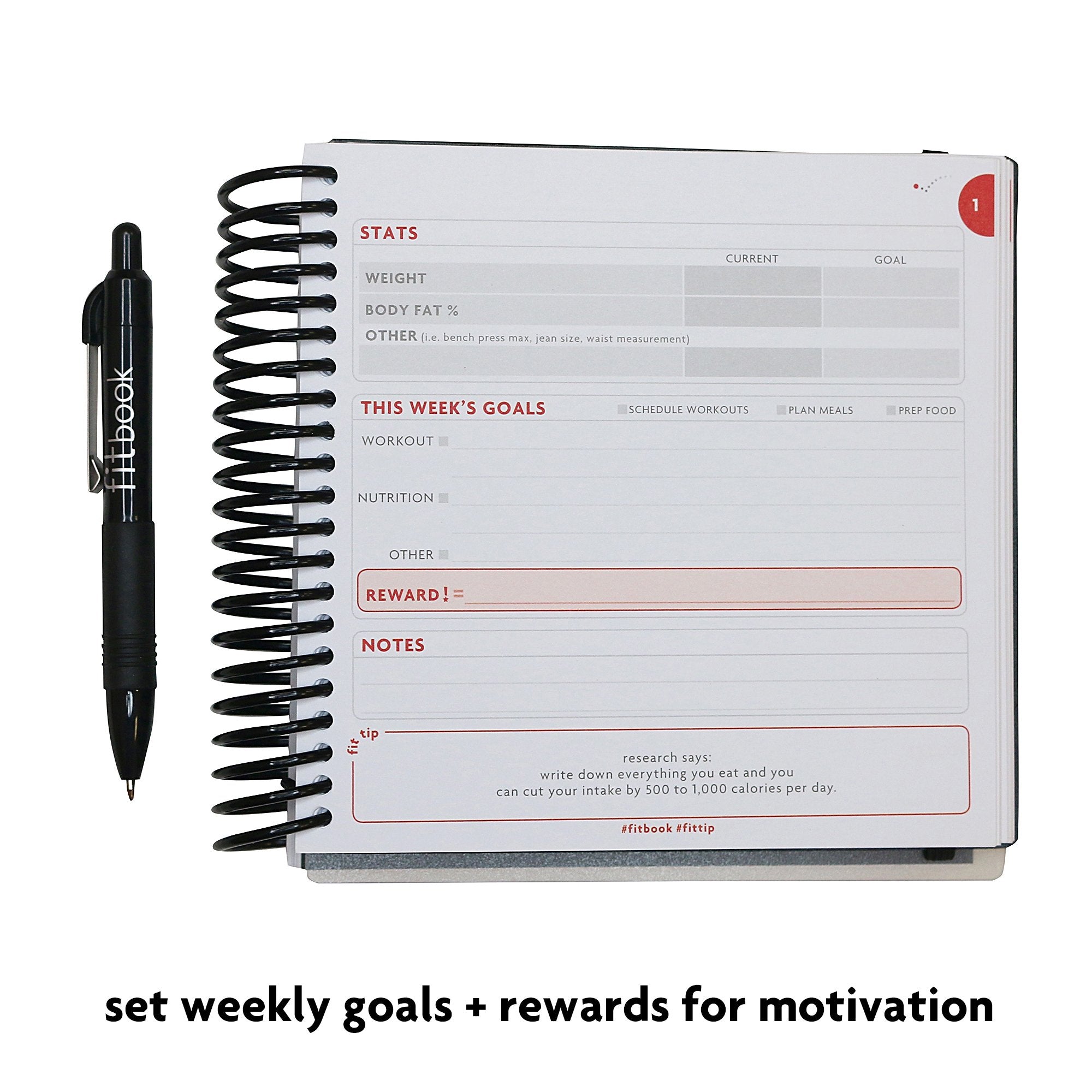 Fitlosophy Fitbook: 12 Week Fitness Journal And Planner For Workouts, Weight Loss And Exercise, Black