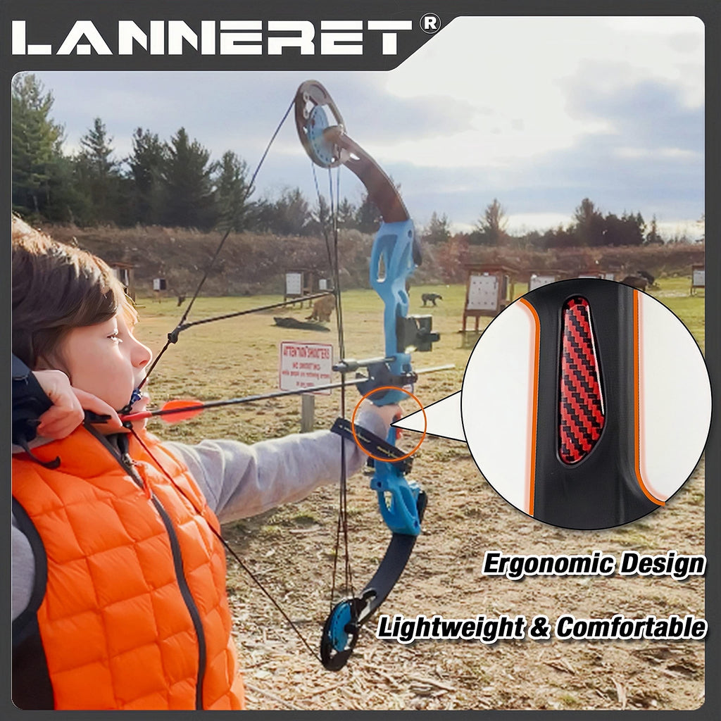 Lanneret Compound Bow And Archery Sets - Right Hand Archery Compound Bows 15-29 Lbs Draw Weight Adjustable For Youth And Beginne