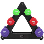 Jfit Dumbbell Set W/Durable Rack, Double Neoprene Coated Workout Weights, Solid Design Rack, 18 Lb Set