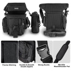 Jueachy Drop Leg Bag For Men Tactical Metal Detecting Thigh Pack With Water Bottle Pouch Black