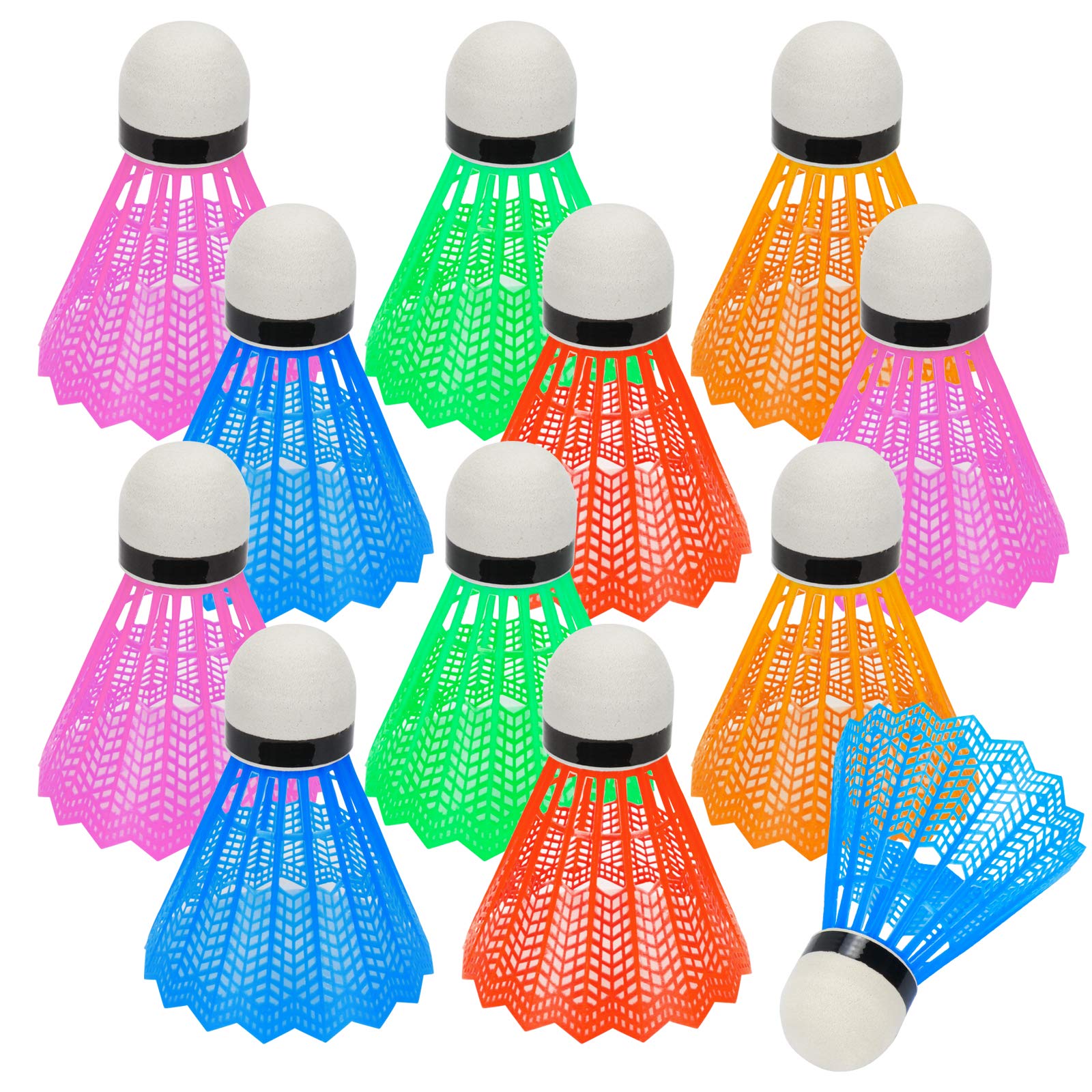 Hysagtek 12 Pcs Plastic Badminton Shuttlecocks Badminton Birdie Indoor Outdoor Sport Training Badminton Birds For Ball Training