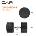 CAP Barbell 12-Sided Coated Dumbbell with Chrome Handle, Pair, 50 LB