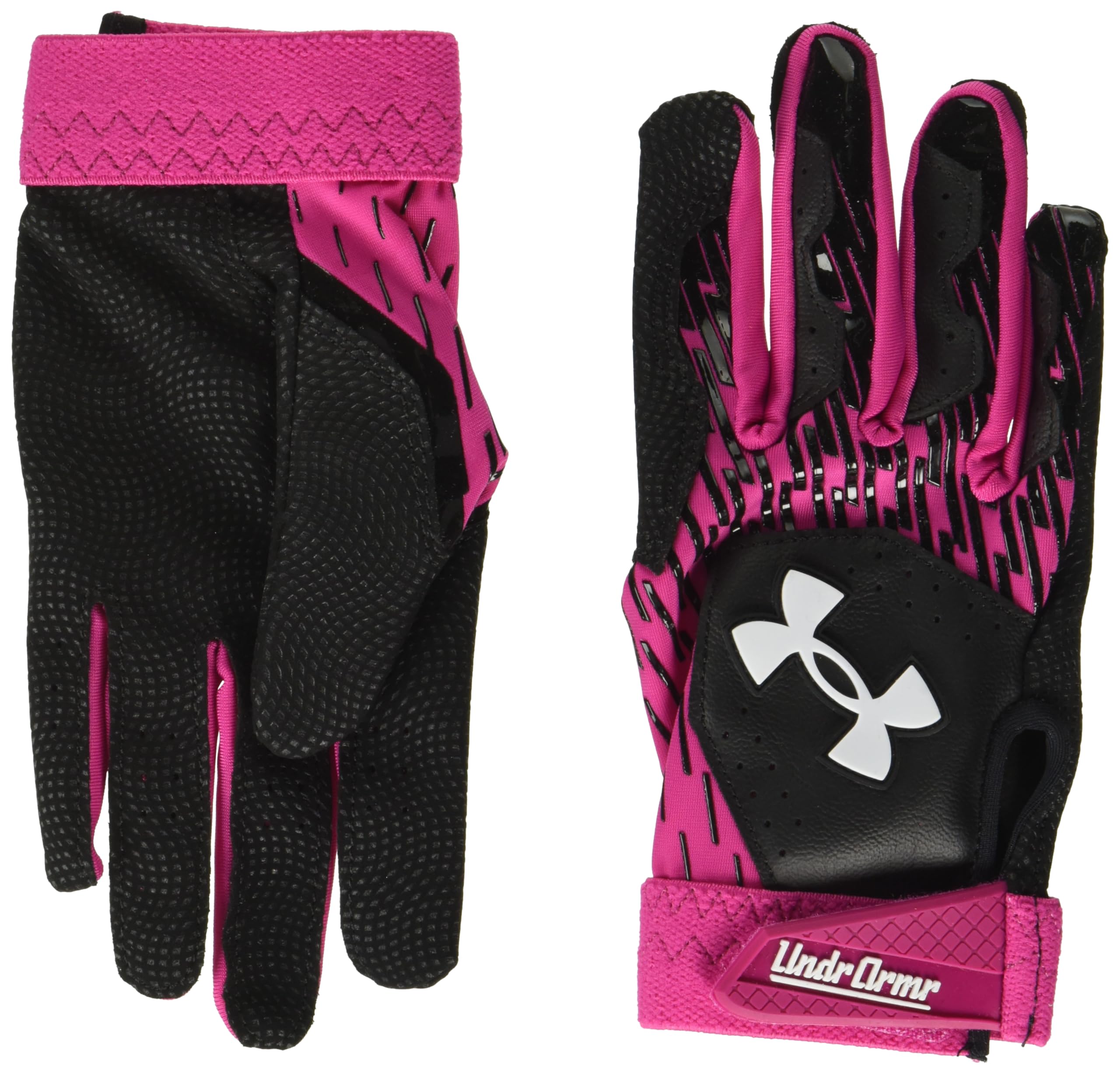 Under Armour Boys Clean Up T Ball Gloves, (002) Black/Tropic Pink/White, One Size Fits Most