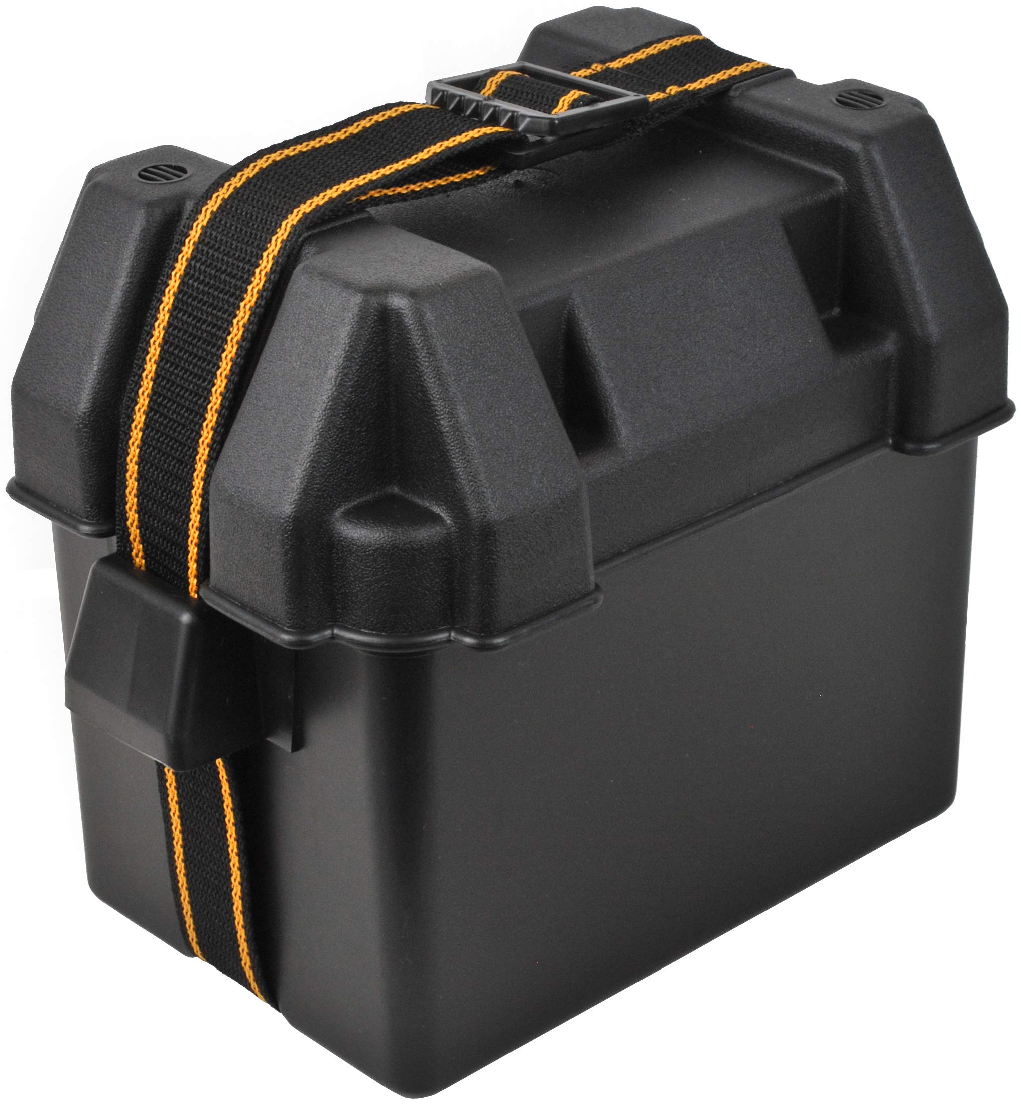 Attwood 9082-1 U1 Small Series 16 Vented Marine Boat Battery Box With Mounting Kit And Strap, Black, One Size