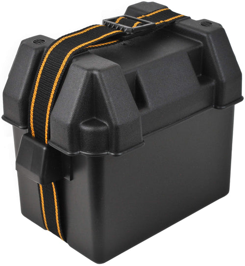 Attwood 9082-1 U1 Small Series 16 Vented Marine Boat Battery Box With Mounting Kit And Strap, Black, One Size