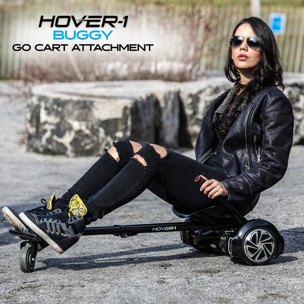 Hover-1 Kart Buggy Hoverboard Attachment | Compatible With Most 6.5 & 8 Electric Hoverboards, Hand-Operated Rear Wheel Control,