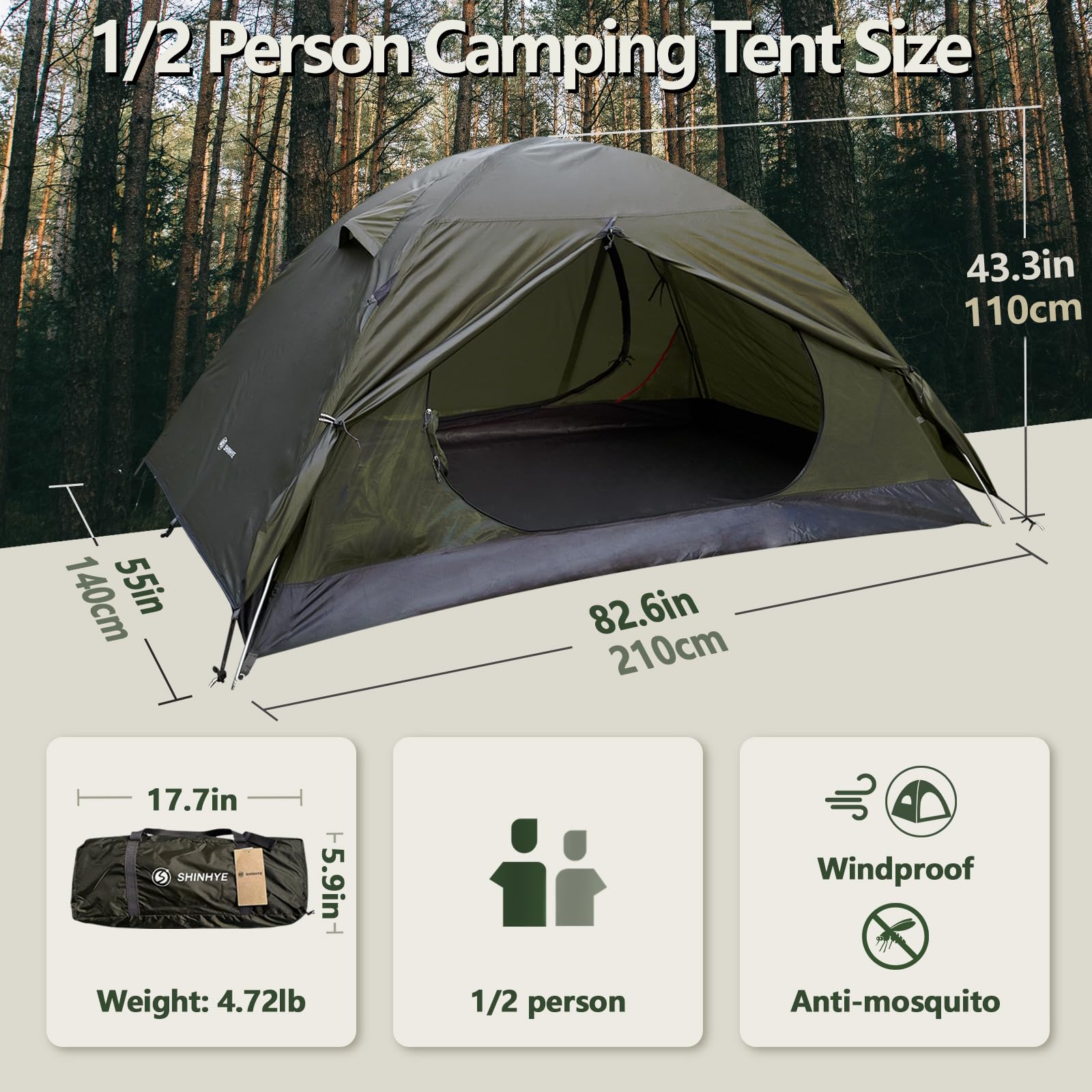 Backpacking Tent For Camping 2/3/4 Person Hiking Ultralight Tent For Waterproof Windproof Outdoor Two Doors Tents Easy Quick Set