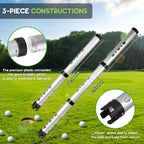 River Hill Golf Golf Ball Retriever, 3 Pieces Aluminum Alloy Picker Upper Tube W/Storage Bag, 25 Golf Balls Shagger Grabber, 41.