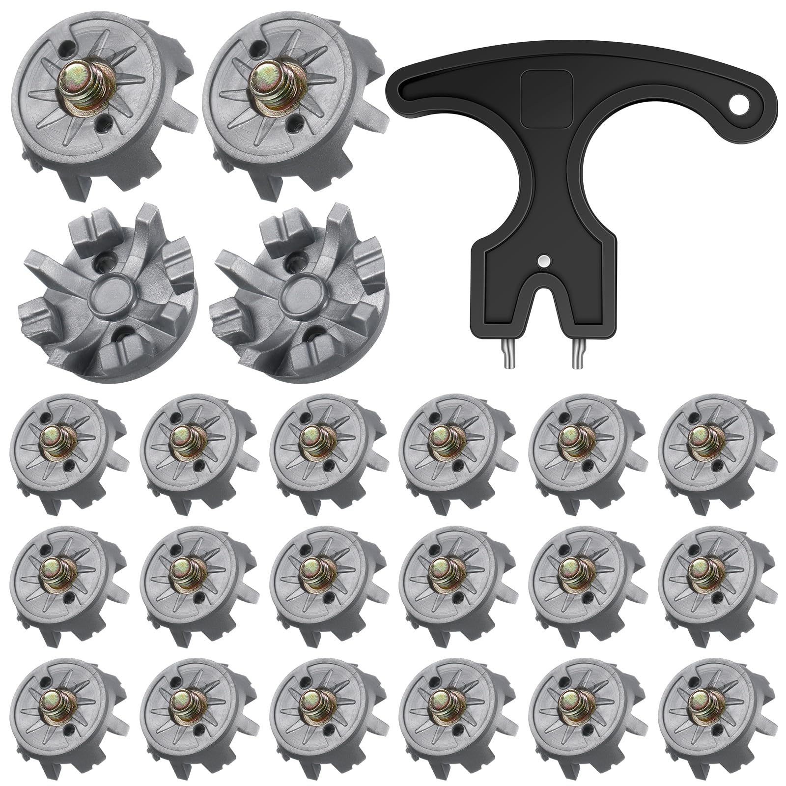 Lanties 31 Pcs Golf Spikes Set with 30 Golf Cleats Replacement and Black Cleats Spanner for Shoes Metal Thread Screw 6 mm Dia Sp