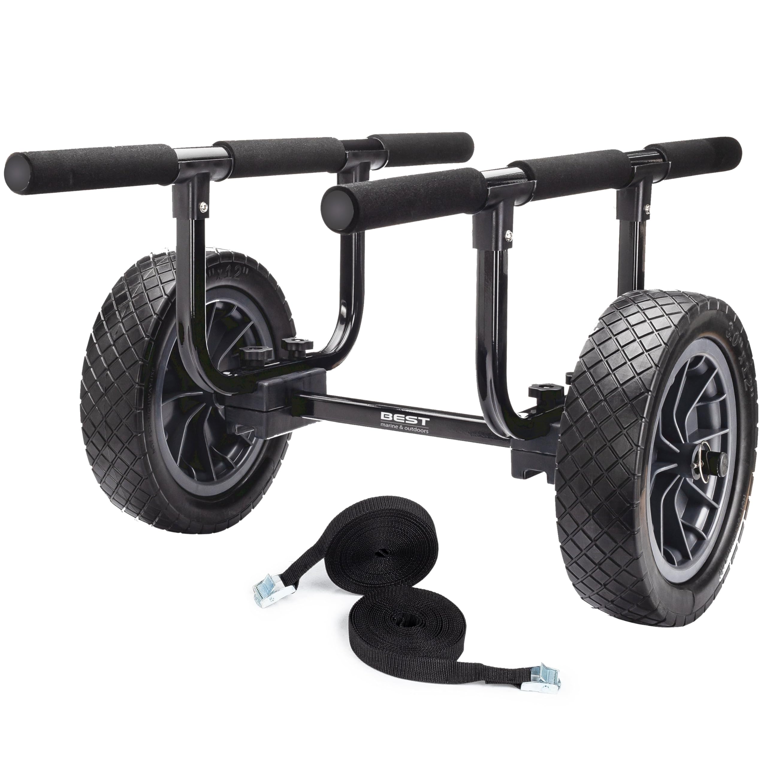 Best Marine and Outdoors Kayak Cart, Heavy Duty Kayak Trolley with Large Airless Wheels, Portable Kayak Dolly, Adjustable Width,