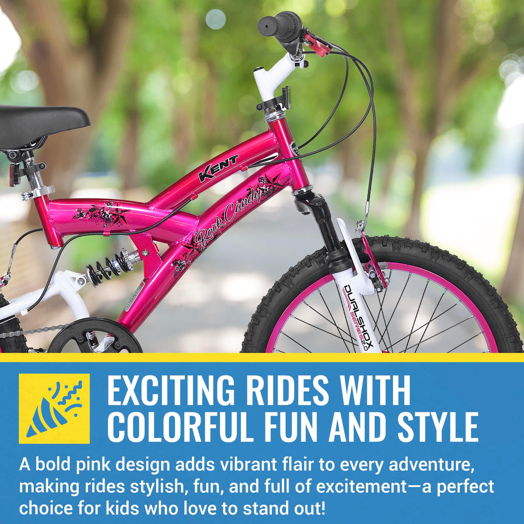 Kent International 20'' Kent Rock Candy Girls Bike - 20 Inch Girls Bike With Front & Rear Hand Brakes And 7 Speed Twist Shifting