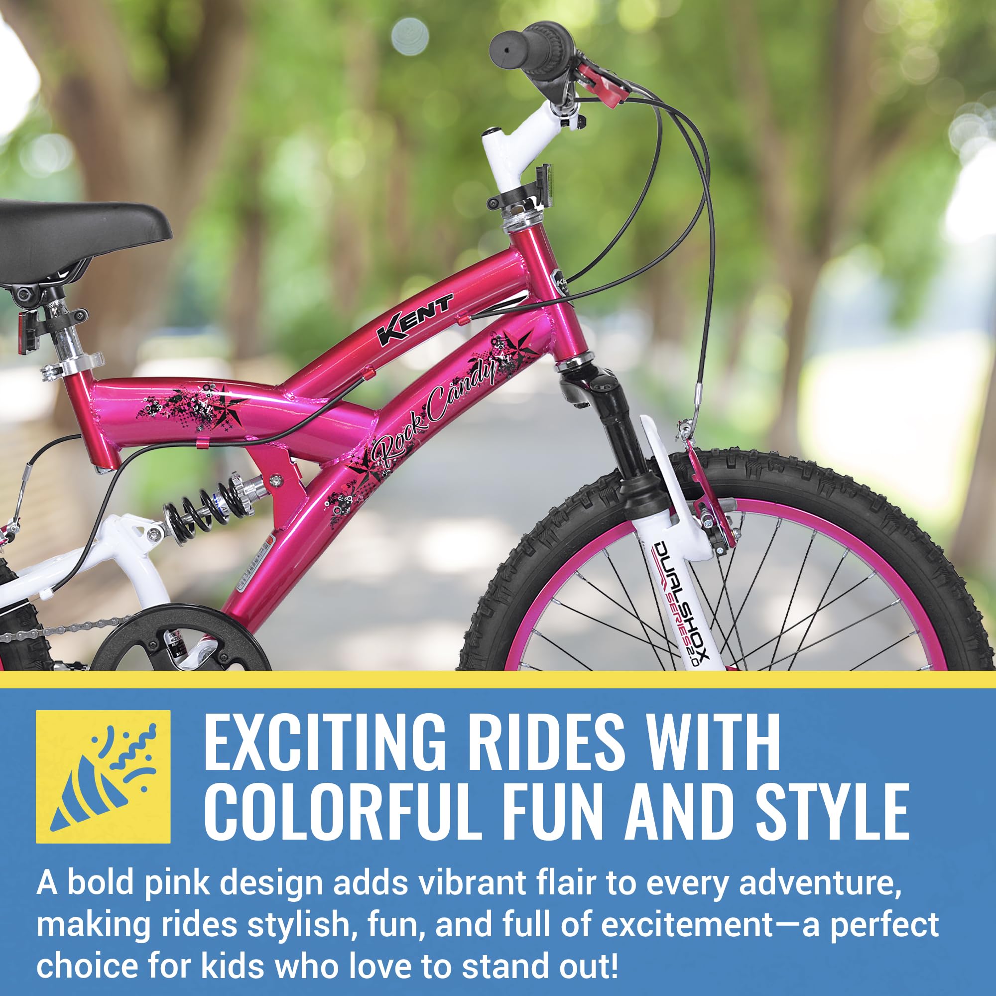 Kent International 20'' Kent Rock Candy Girls Bike - 20 Inch Girls Bike With Front & Rear Hand Brakes And 7 Speed Twist Shifting