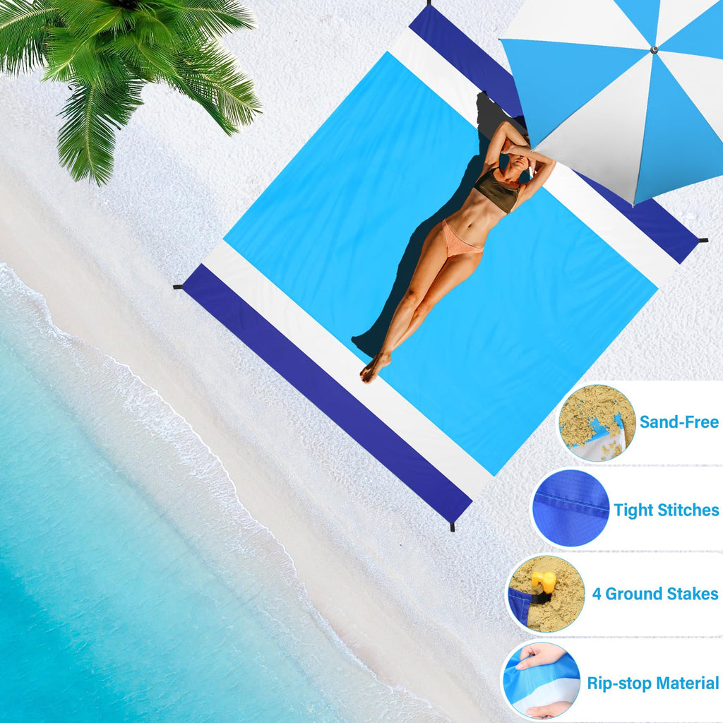 Bydoll Beach Blanket Waterproof Sandproof Oversized 78''81''1-5 Adults Lightweight Beach Blanket Large Picnic Mat Beach Blanket