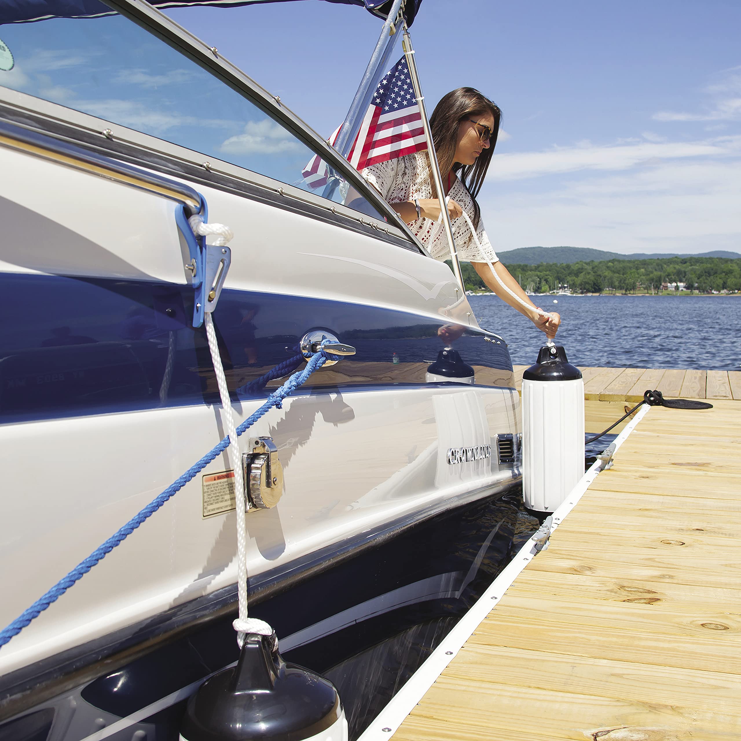 Taylor Made Products Super Gard Inflatable Vinyl Boat Fender 5.5'' X 20'', Double-Molded Ends, Fits 5/8'' Lines, For Boats 15-35