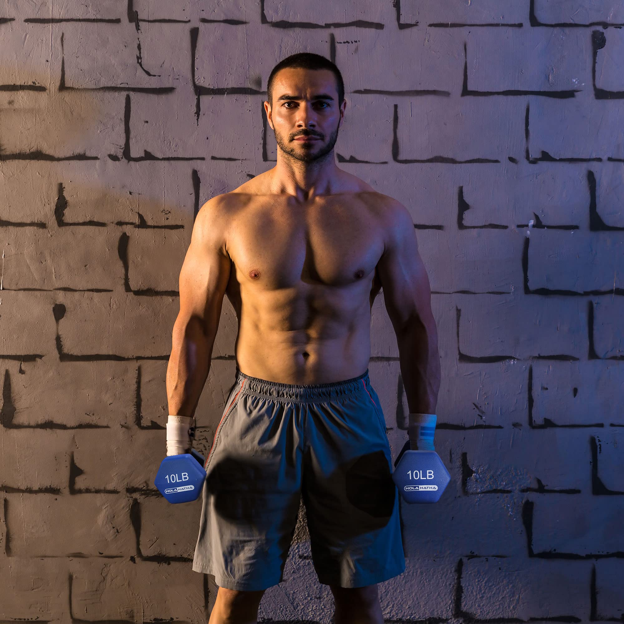 Holahatha Hex Dumbbell Weight Training Home Gym Equipment Set With 5, 10, And 15 Pound Fitness Hand Weights And Storage Organiza