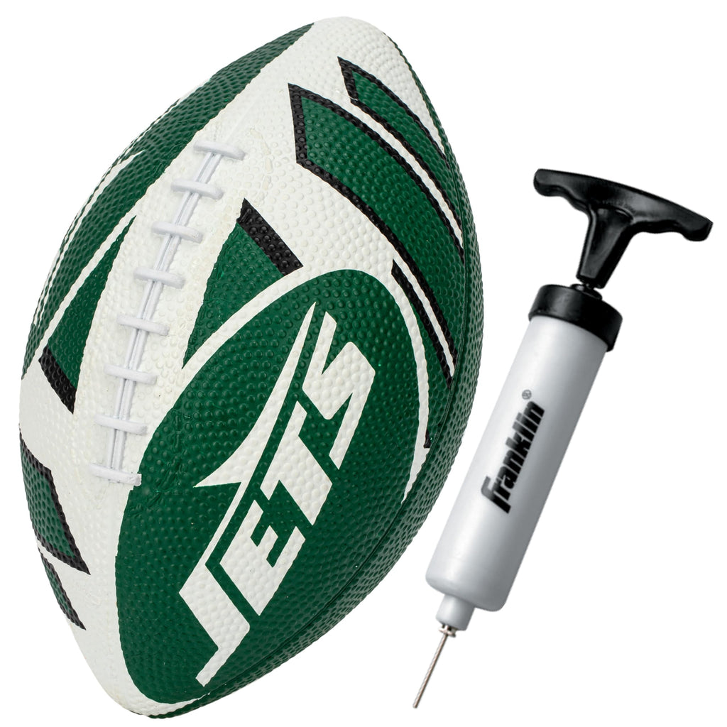 Franklin Sports Nfl New York Jets Football - Youth Football - Mini 8.5'' Rubber Ball - Perfect For Kids - Team Logos And Colors
