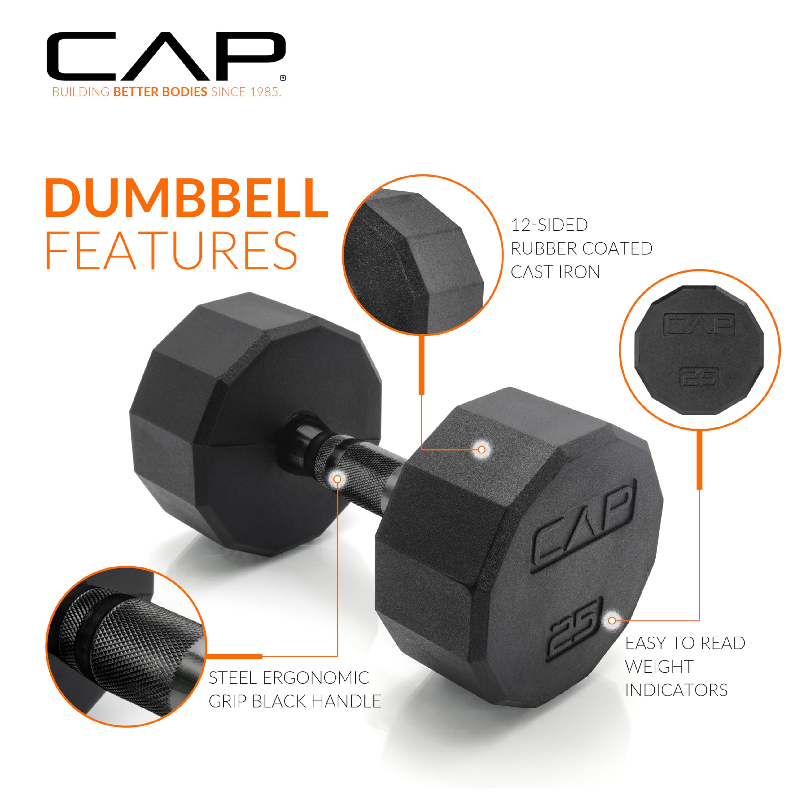 CAP Barbell 150 LB Black Handle Coated 12-Sided Dumbbell Set with Vertical Blue Rack