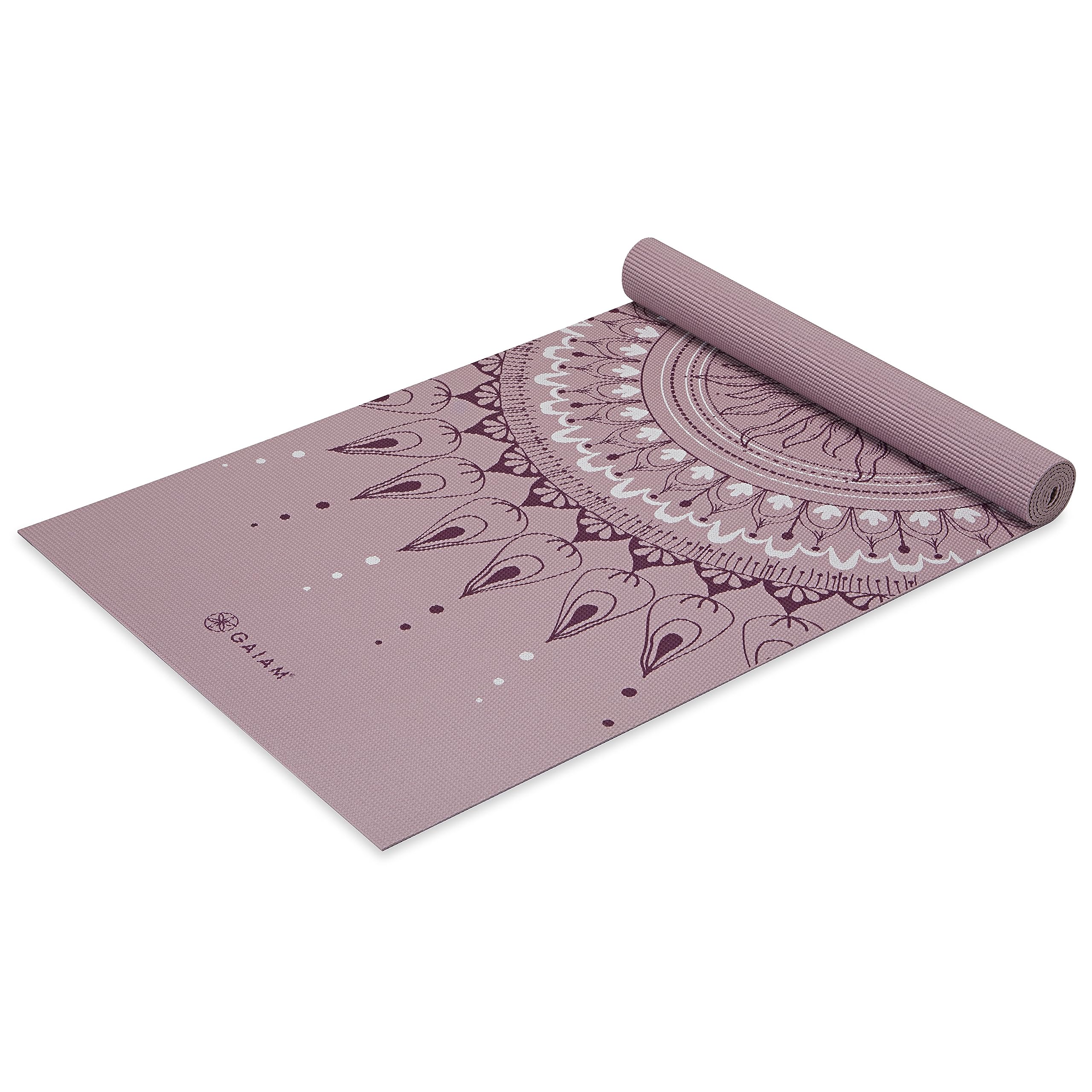 Gaiam Yoga Mat Classic Print Non Slip Exercise & Fitness Mat For All Types Of Yoga, Pilates & Floor Workouts, Here & Now Dusty R