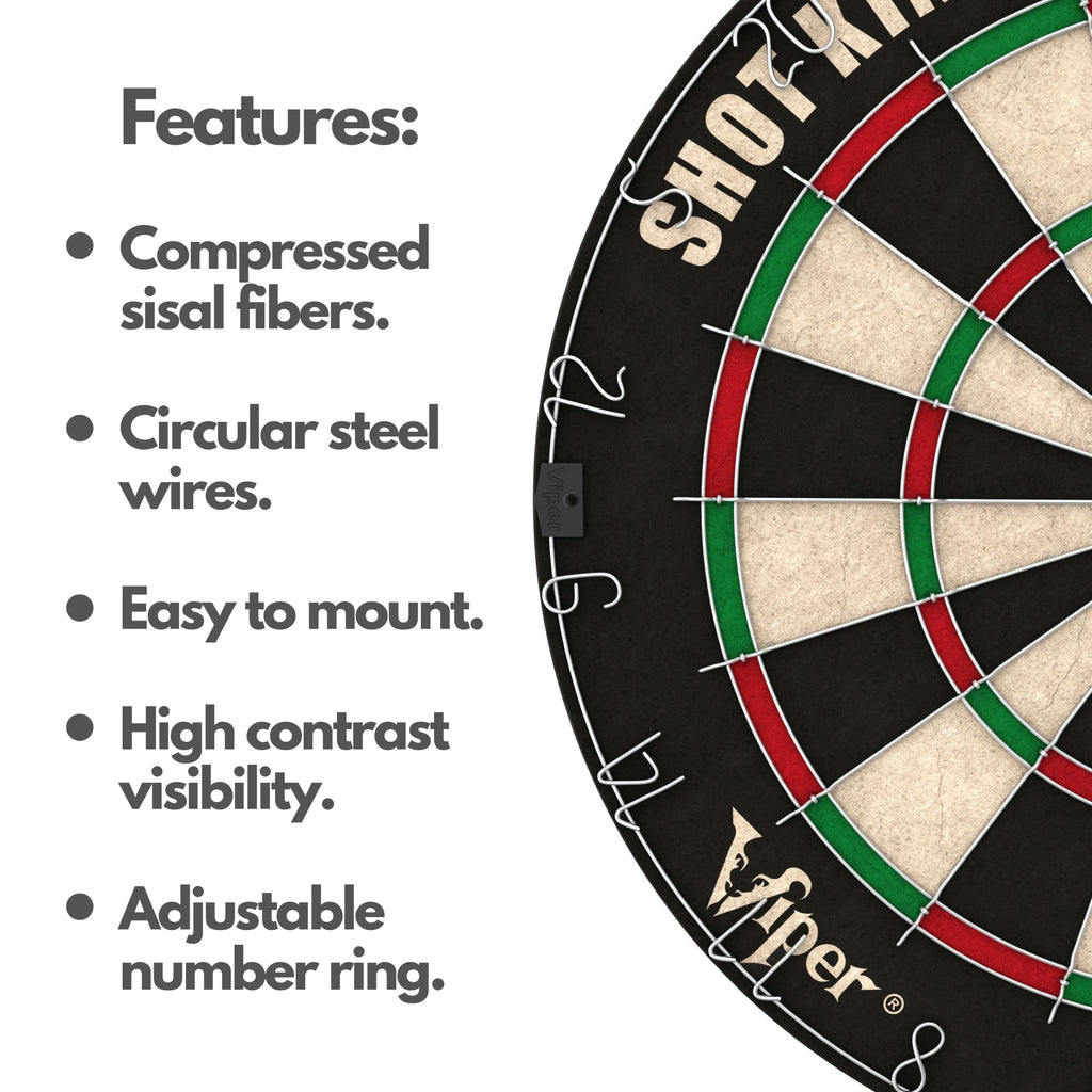 Viper By Gld Products Shot King Regulation Bristle Steel Tip Dartboard Set With Bullseye Metal Radial Spider Wire Compressed Sis