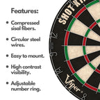 Viper By Gld Products Shot King Regulation Bristle Steel Tip Dartboard Set With Bullseye Metal Radial Spider Wire Compressed Sis