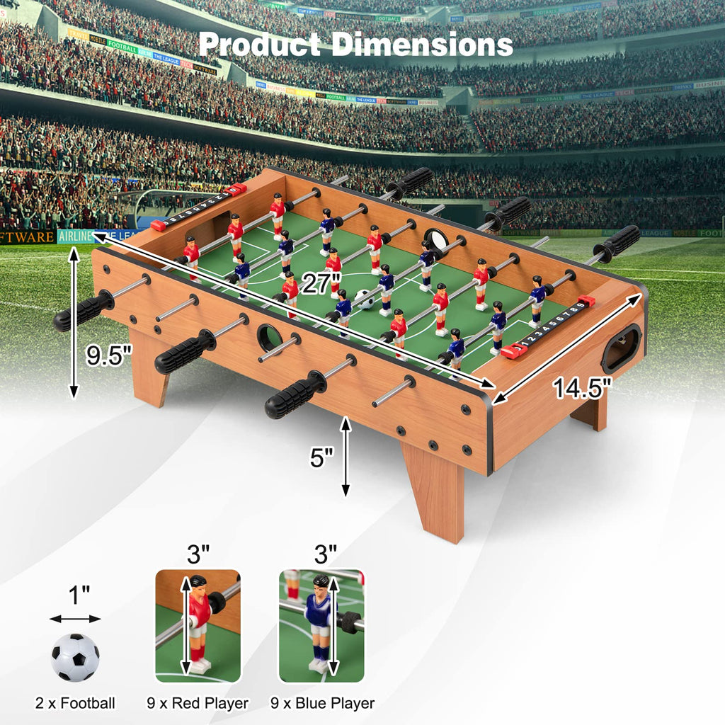 Giantex 27'' Foosball Table, Easily Assemble Wooden Soccer Game Table Top W/Footballs, Indoor Table Soccer Set For Arcades, Game