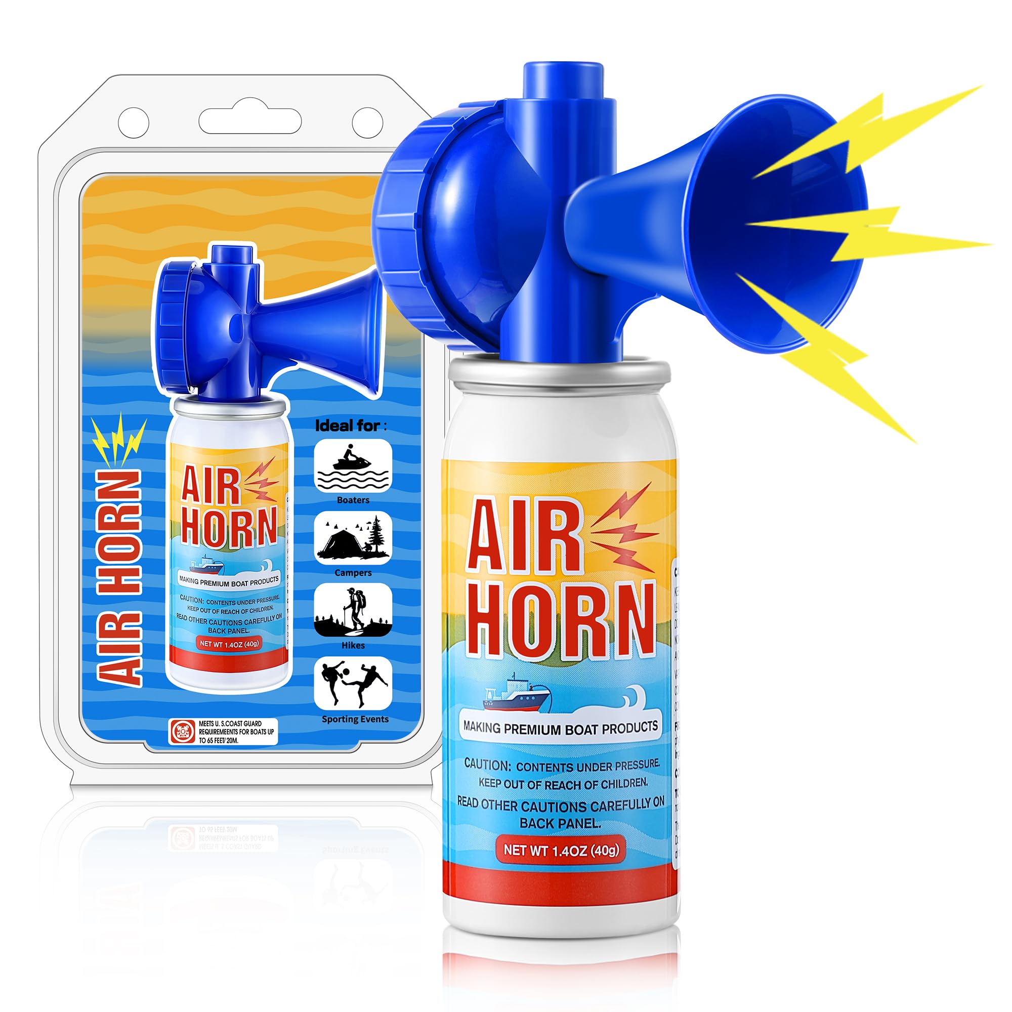 ElectricWise 1 Pack Air Horn, 122dB Very Loud Air Horns Can, Heard Up to 1/2 Mile Away, 1.4OZ Small Boat Air Horns for Safety, Meet US Coast Guard Ideal for Boating, Camping, Hiking, Sporting Events-New Condition