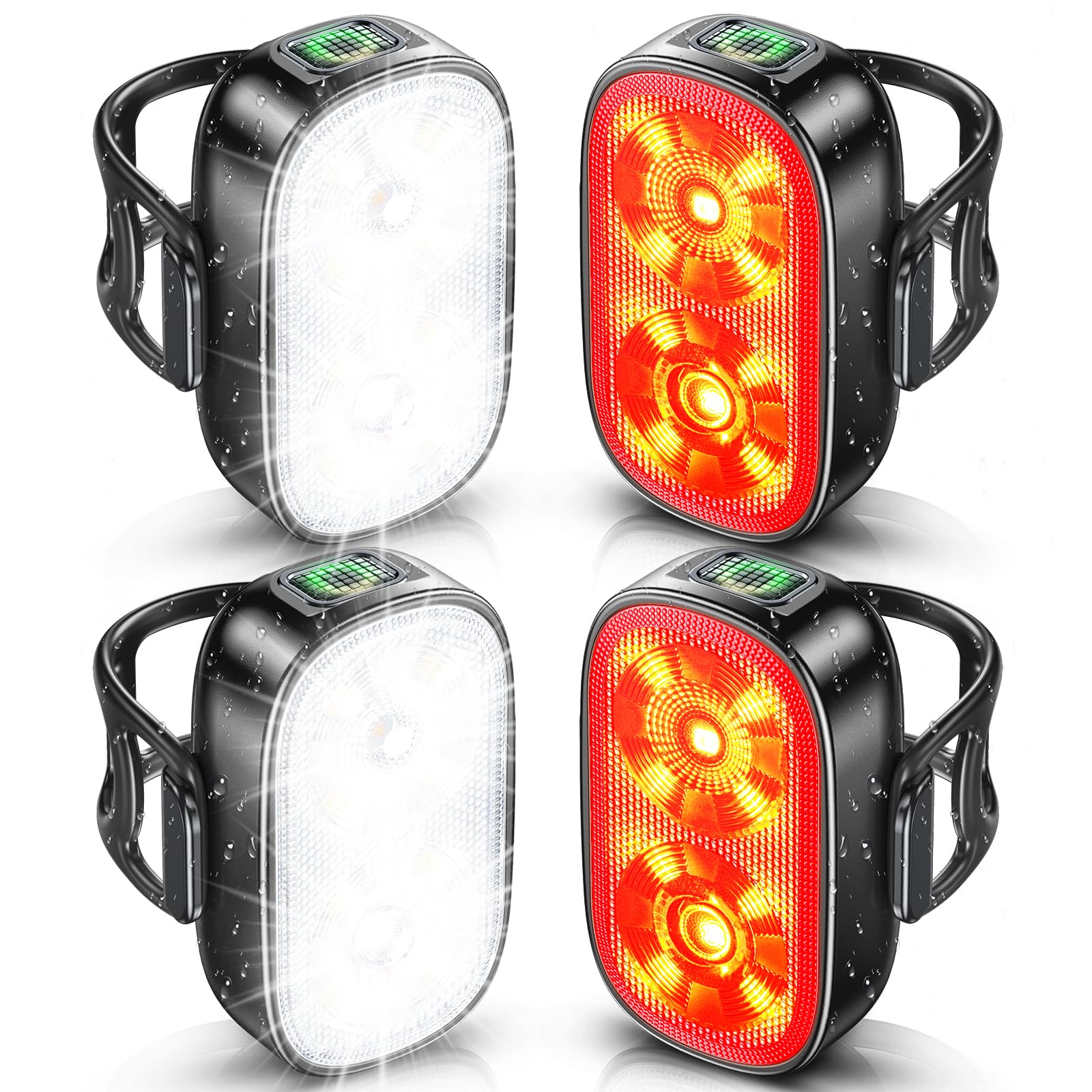 ISEYOU Bike Lights, Ultra-Slim USB-C Rechargeable Bike Lights Front and Back, 5+6 Lighting Modes & IP65 Waterproof, Super Bright