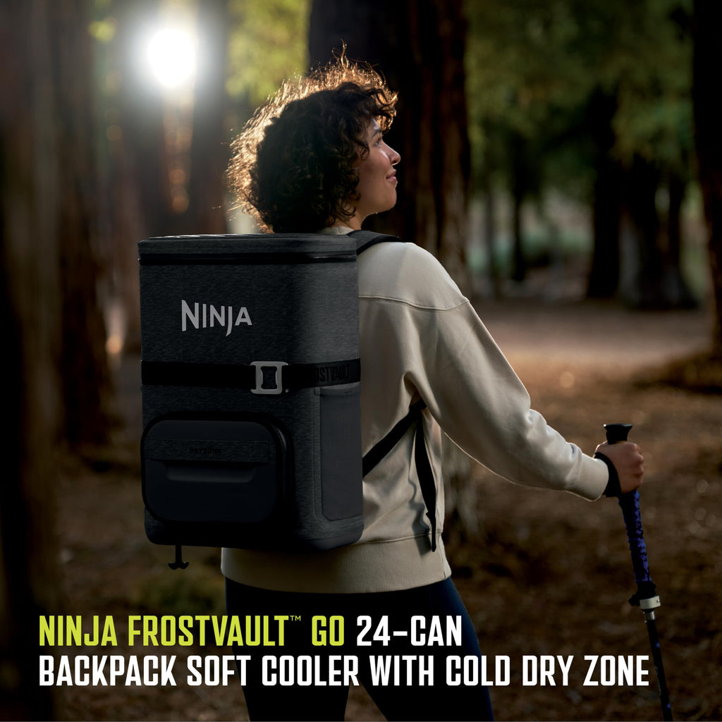Ninja | Backpack Cooler | Frostvault Go 24 Can Soft Cooler | Leakproof Zipper With Built In Can Opener, 2 Ice Packs & Dry Storag
