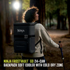 Ninja | Backpack Cooler | Frostvault Go 24 Can Soft Cooler | Leakproof Zipper With Built In Can Opener, 2 Ice Packs & Dry Storag
