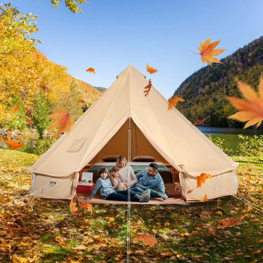 Vevor Canvas Bell Tent, Yurt Tents 4 Seasons 7 M/22.97 Ft, Canvas Tents For Camping With Stove Jack Holds Up To 12 People, Famil