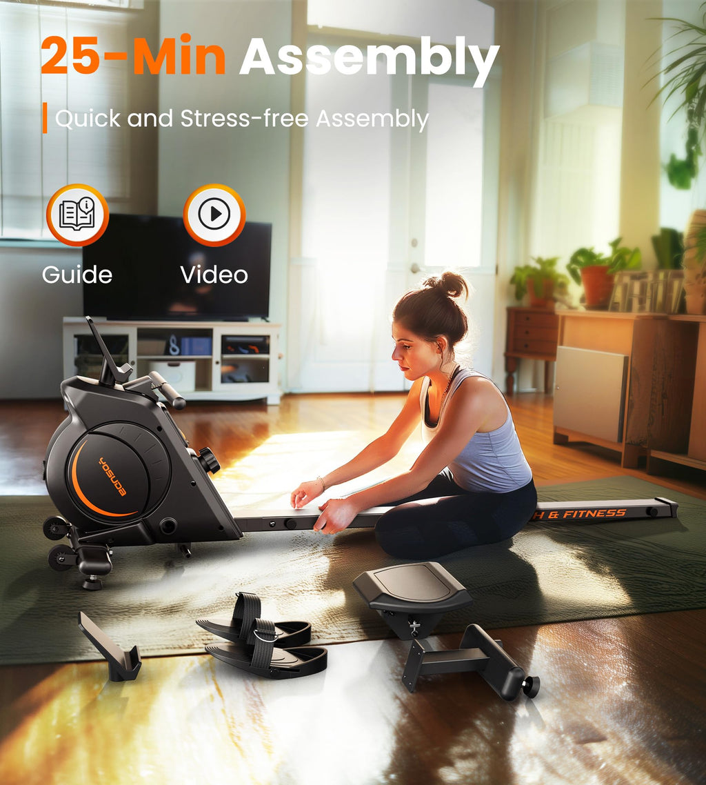 Yosuda Magnetic Rowing Machine 350 Lb Weight Capacity - Rower Machine For Home Use With Lcd Monitor, Tablet Holder And Comfortab