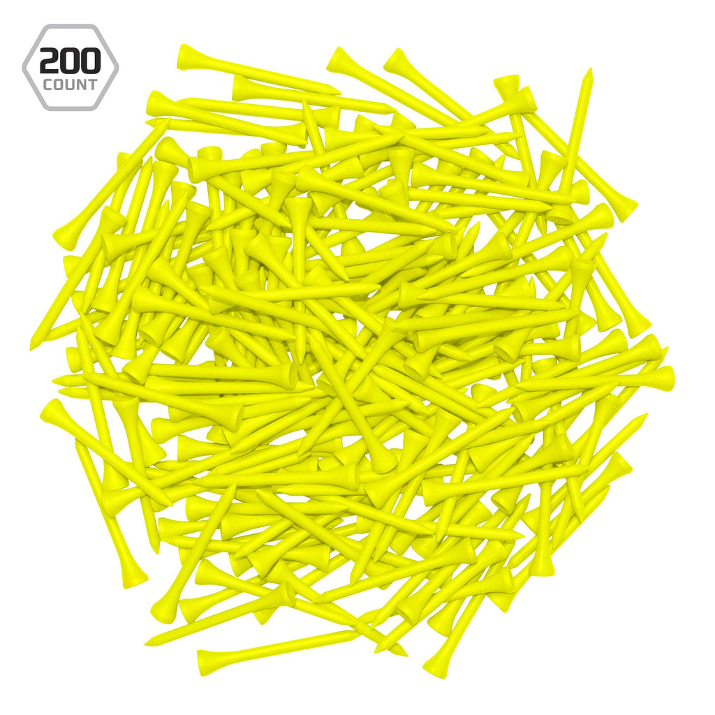 Izzo Golf Wood Golf Tees, 1.75 Inch, Neon Yellow (Pack Of 200)