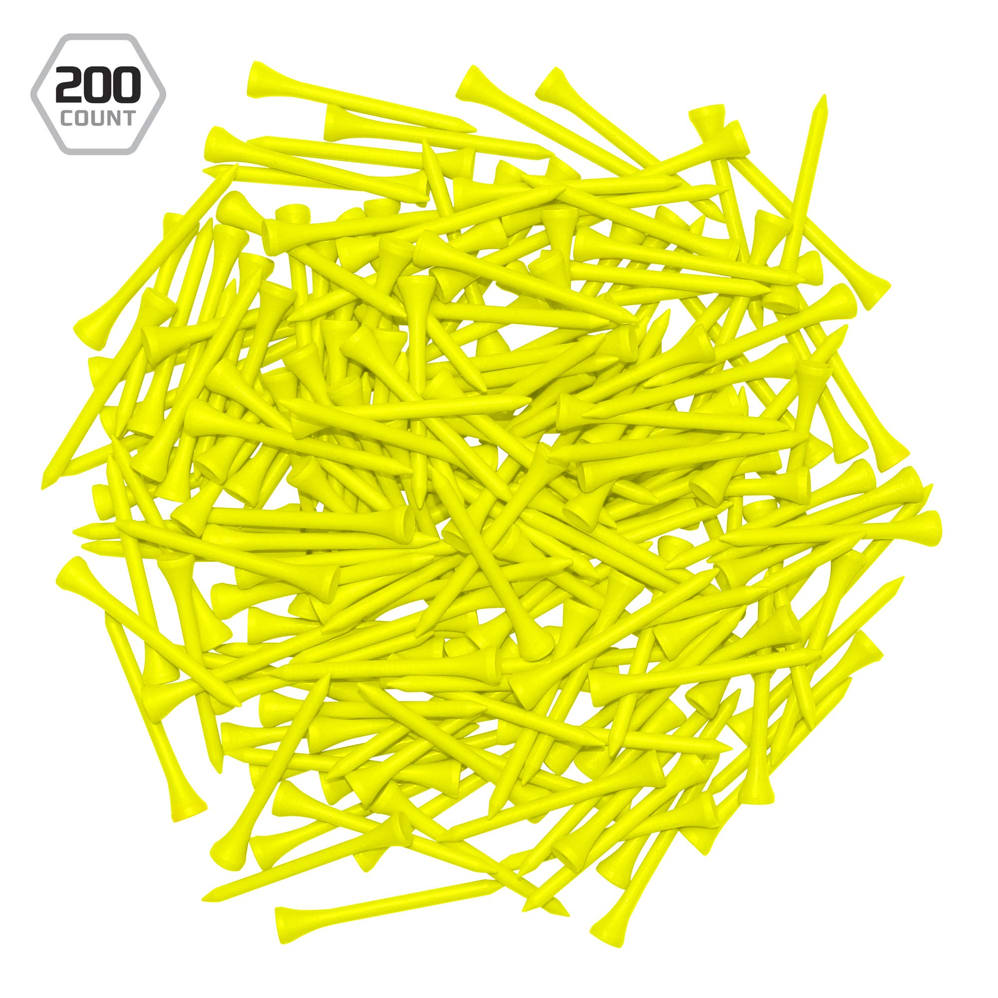 Izzo Golf Wood Golf Tees, 1.75 Inch, Neon Yellow (Pack Of 200)