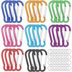 H&W 1.8 32 Pcs Small Carabiner Clip, Carabiner Keychain Gourd Ring 8 Colors,Aluminum Durable Spring Snap Hook With Gift Steel Ri